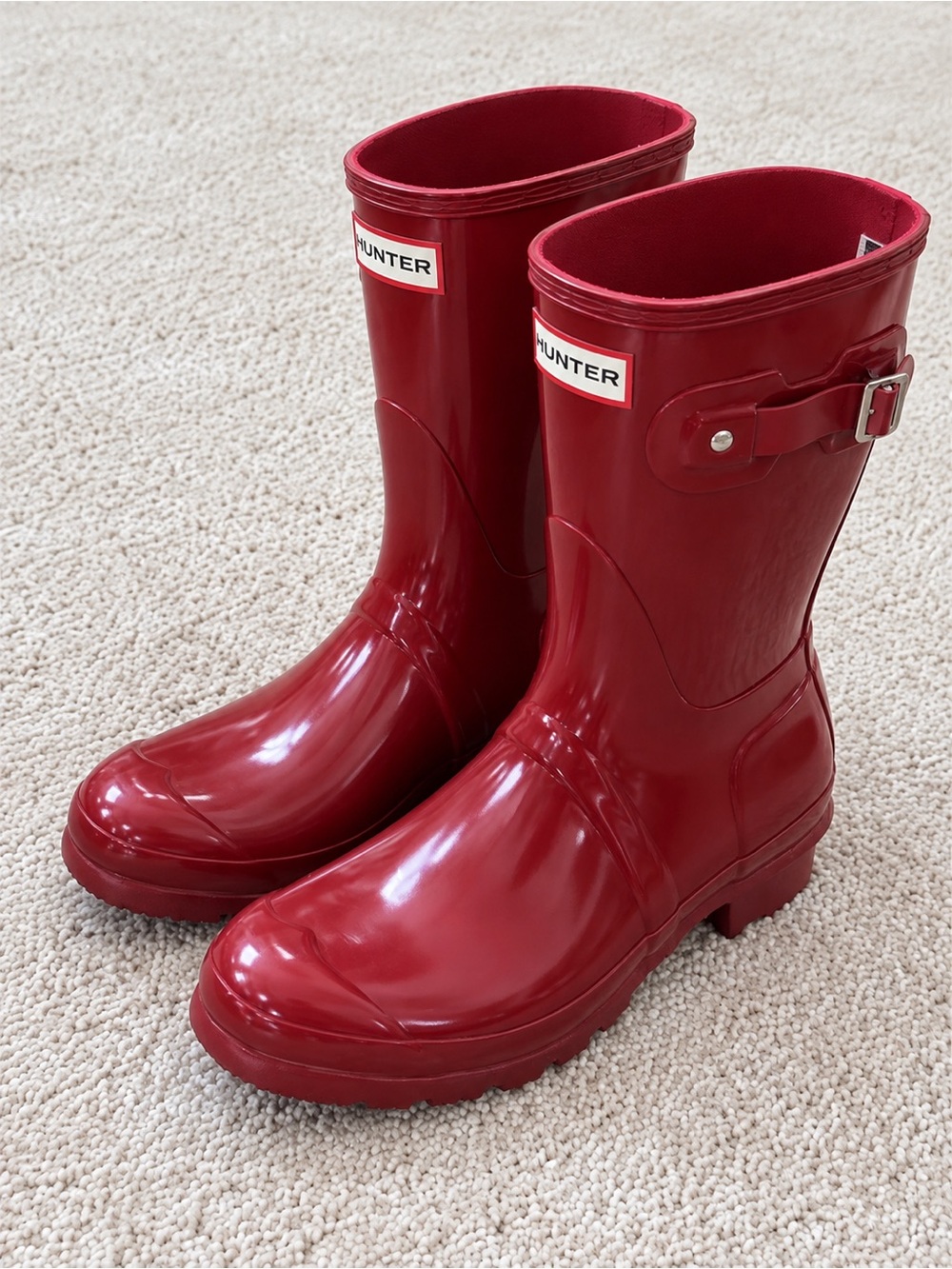 Hunter Original Gloss Rain Boots Red Women’s US 10 UK 8 EU 42 Buckle